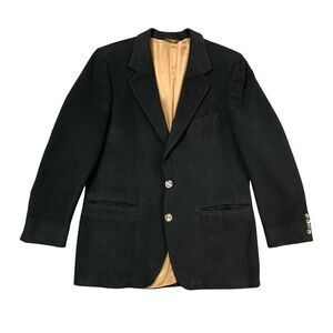 Vintage Bill Blass Blazer Mens 40 Black Cashmere Notch Lapel 2 Button Made USA